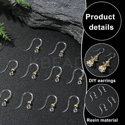 10Pcs Transparent Resin Earring Hooks FIND-YW0006-98G-1