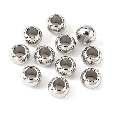 Tarnish Resistant Rondelle 201 Stainless Steel European Beads STAS-N020-03-8mm-1