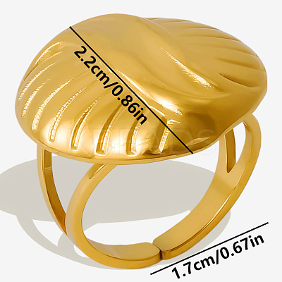 Oval 304 Stainless Steel Fashion Cuff Open Ring for Women OQ8393-2-1