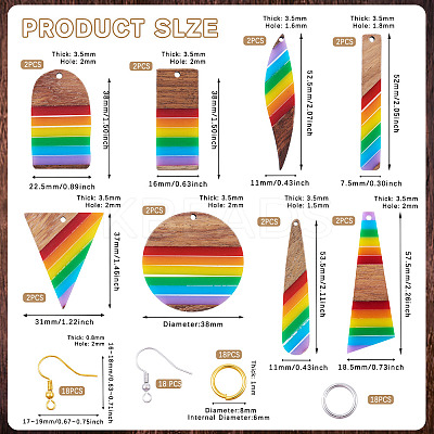 Resin & Walnut Pendants DIY Dangle Earrings Making Kits DIY-TA0011-03A-1