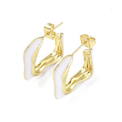 Enamel Twist Square Stud Earrings EJEW-P214-23G-01-1
