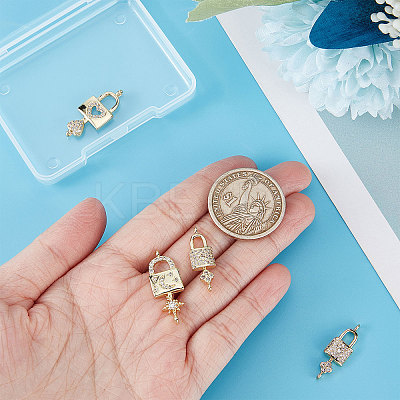 6Pcs 3 Styles Brass Micro Pave Clear Cubic Zirconia Connector Charms KK-BBC0002-94-1