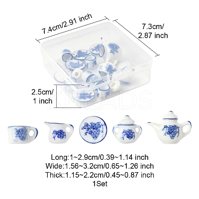 5Pcs Porcelain Tea Set Display Decorations PORC-FS0001-12-1