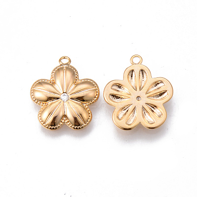 Brass Micro Pave Clear Cubic Zirconia Pendants KK-N232-148-NF-1