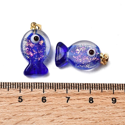 Handmade Dichroic Foil Lampwork Pendants X2-DICH-G001-01G-08-1