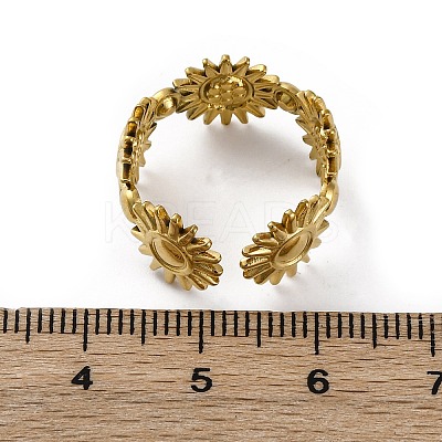 Sun 304 Stainless Steel Open Cuff Ring Components RJEW-F174-02G-1