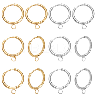 4Pcs 2 Colors Stainless Steel Hoop Earring STAS-LP0001-09-1
