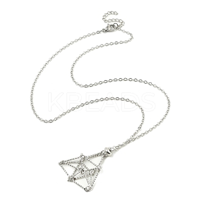 Tarnish Resistant 304 Stainless Steel Cable Chain Macrame Pouch Empty Stone Holder for Pendant Necklaces Making NJEW-TA00118-02-1