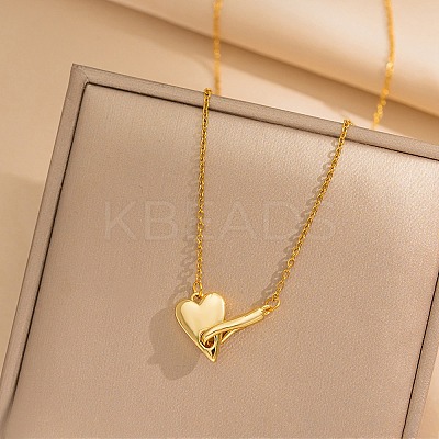 Heart 304 Stainless Steel Pendant Necklaces for Women LS-NJEW-D288-01G-1