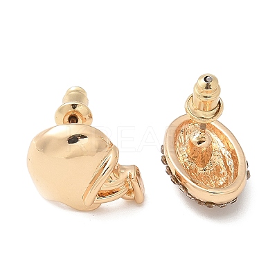 Brass Micro Pave Cubic Zirconia Stud Earrings EJEW-Z080-03G-04-1