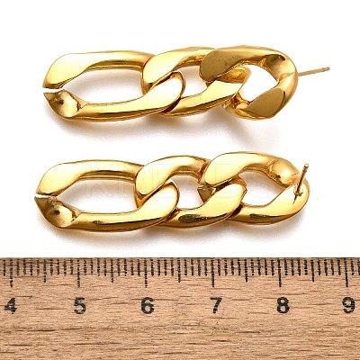 Iron Plating(IP) 304 Stainless Steel Stud Earrings EJEW-D095-23G-1