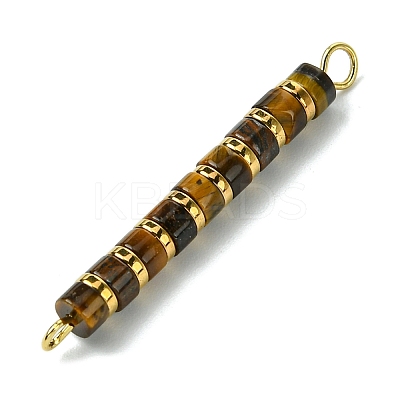 Natural Tiger Eye & Electroplated Synthetic Non-magnetic Hematite Heishi Connector Charms PALLOY-JF03291-06-1