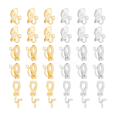 32Pcs 2 Colors Brass Clip-on Earring Findings KK-UN0001-87-1