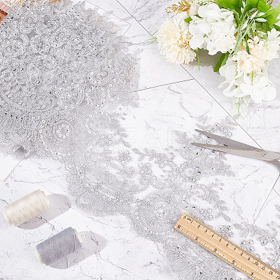 Sparkle Embroidery Flower Polyester Lace Trim OCOR-GF0002-44A-1