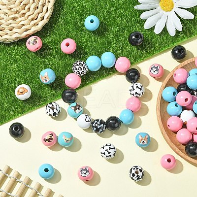 DIY Round Wood Beads & Jute Cord Pendant Decoration Making Kits DIY-YW0010-83-1