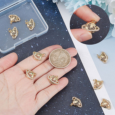 10Pcs Brass Micro Pave Clear Cubic Zirconia Charms KK-BBC0003-18-1