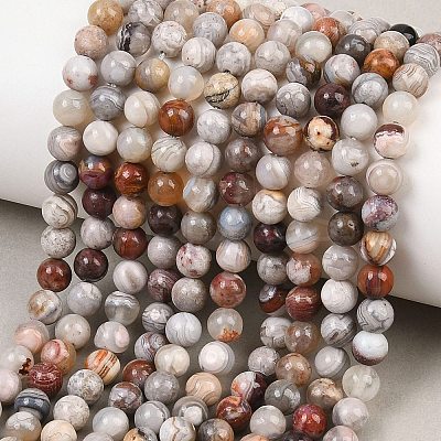 Natural Mexican Agate Beads Strands G-G345-B01-6mm-1