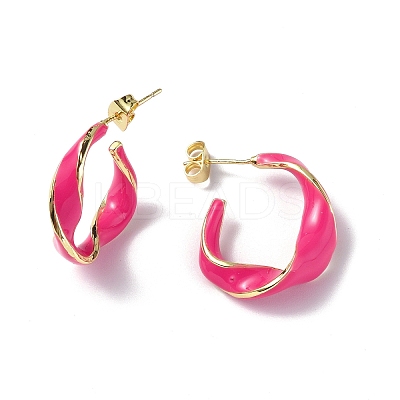 Enamel Twist Stud Earrings EJEW-P214-03G-01-1
