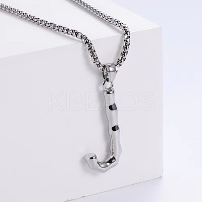 3Pcs 304 Stainless Steel Textured Letter Pendant Box Chain Necklaces LW4134-36-1