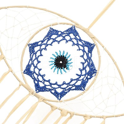 Iron Woven Web/Net with Feather Pendant Decorations AJEW-B016-07B-1
