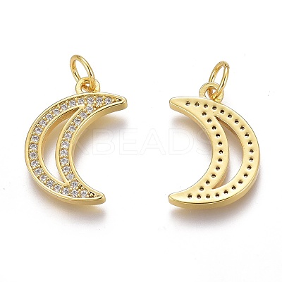 Brass Micro Pave Clear Cubic Zirconia Pendants ZIRC-Z008-24G-1
