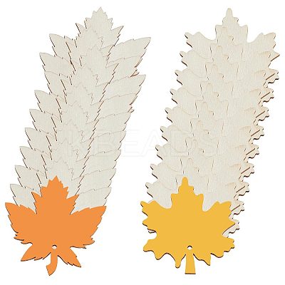 2 Sets 2 Style Autumn Theme Maple Leaf Unfinished Cutouts Wooden Decoration WOCR-GF0001-01-1