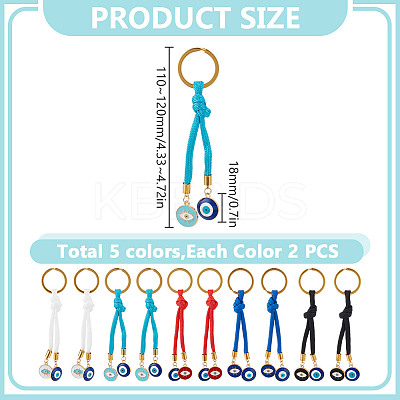 10Pcs 5 Colors Core Parachute Cords Keychain KEYC-GO00018-1