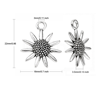 Lead Free and Cadmium Free! Tibetan Style Sunflower Pendant X-LF8977Y-1