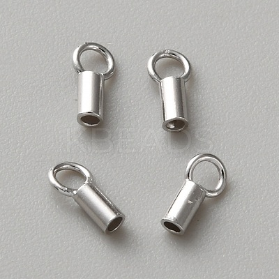 Rhodium Plated 925 Sterling Silver Cord Ends STER-WH0061-58C-1