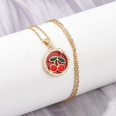 Brass Micro Pave Cubic Zirconia Pendant Neckalces for Women NJEW-C076-01B-G-1
