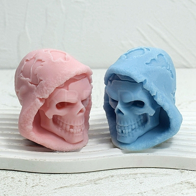 Halloween Skull DIY Food Grade Silicone Statue Candle Molds PW-WG77644-01-1