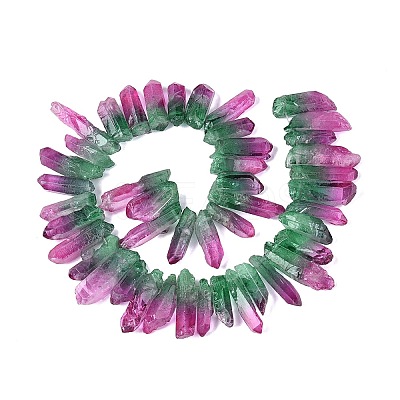 Two Tone Spray Painted Natural Quartz Crystal Points Beads Strands G-Q610-03H-1