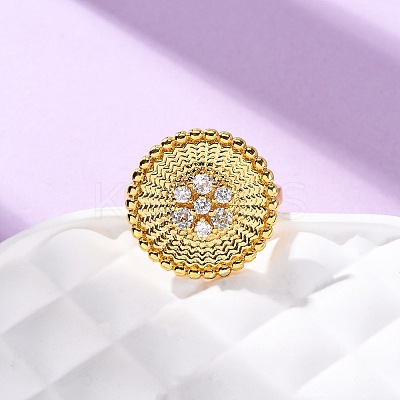 Brass Micro Pave Cubic Zirconia Cuff Rings RJEW-D323-05G-1