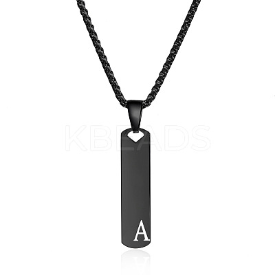 304 Stainless Steel Rectangle with Letter Pendant Box Chain Necklaces FS-WGD7C78-27-1