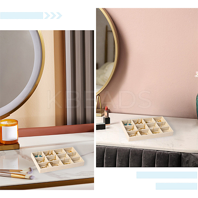 12 Grids Rectangle Wood Covered with Velvet Jewelry Trinket Display Trays AJEW-WH20054-062F-01-1