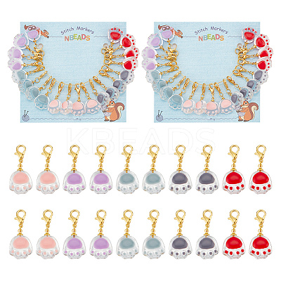 Transparent Glass Enamel Pendant Stitch Markers HJEW-AB00418-1