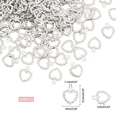 200Pcs 304 Stainless Steel Open Charms STAS-DC0005-92-1