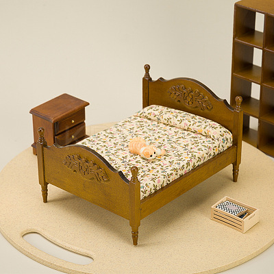 Miniature Wood Double Bed Model PW-WG38059-01-1