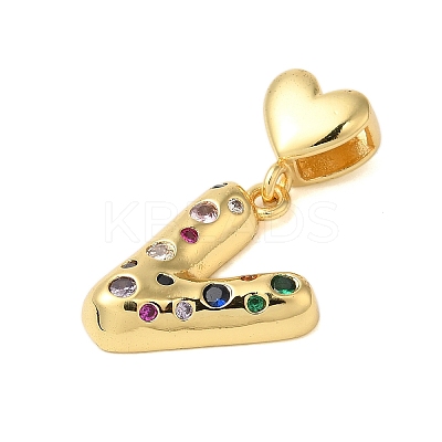 Rack Plating Brass Micro Pave Clear Cubic Zirconia Perdants KK-C067-12G-V-1