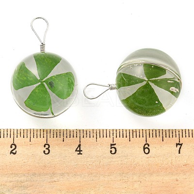 Platinum Brass with Glass Pendants KK-G486-15A-1