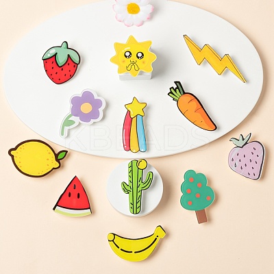 12Pcs 12 Style Acrylic Badges Brooch Pins JEWB-LS0001-12-1