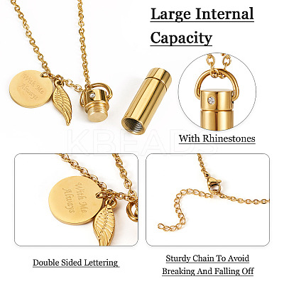 1Pc 304 Stainless Steel Column Urn Ashes Necklace DIY-TA0010-14B-1