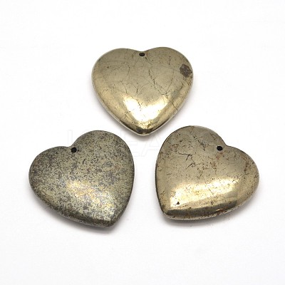 Heart Natural Pyrite Pendants G-I125-34A-1