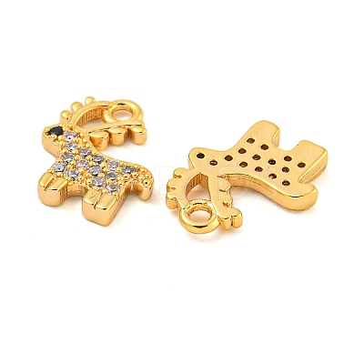 Christmas Theme Brass Clear Cubic Zirconia Pendants KK-N254-28G-1