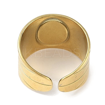 Ion Plating(IP) 304 Stainless Steel Enamel Oval Cuff Finger Rings RJEW-L107-080A-G-1