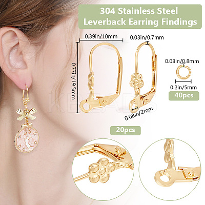 20Pcs 304 Stainless Steel Leverback Earring Findings STAS-BBC0003-91-1