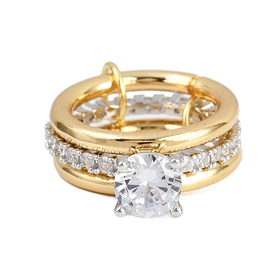Brass Micro Pave Cubic Zirconia Plain Band Finger Rings for Women RJEW-P160-01C-G01-1