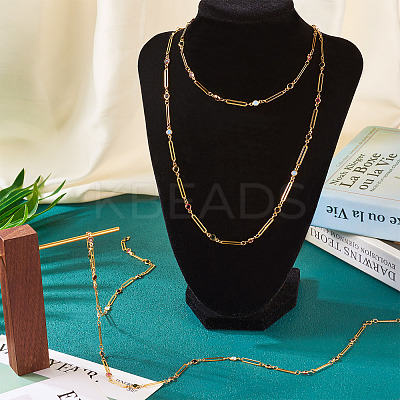 1 Bag Real 16K Gold Plated Brass Oval & Flat Round Glass Link Chains CHC-TA0001-22-1