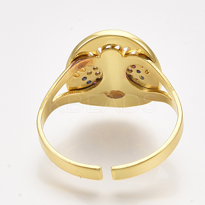Brass Micro Pave Cubic Zirconia Cuff Rings RJEW-S044-031-1