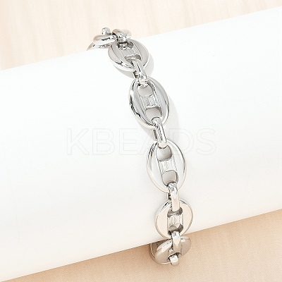 304 Stainless Steel Link Chain Bracelets for Women Men BJEW-Z143-25P-1